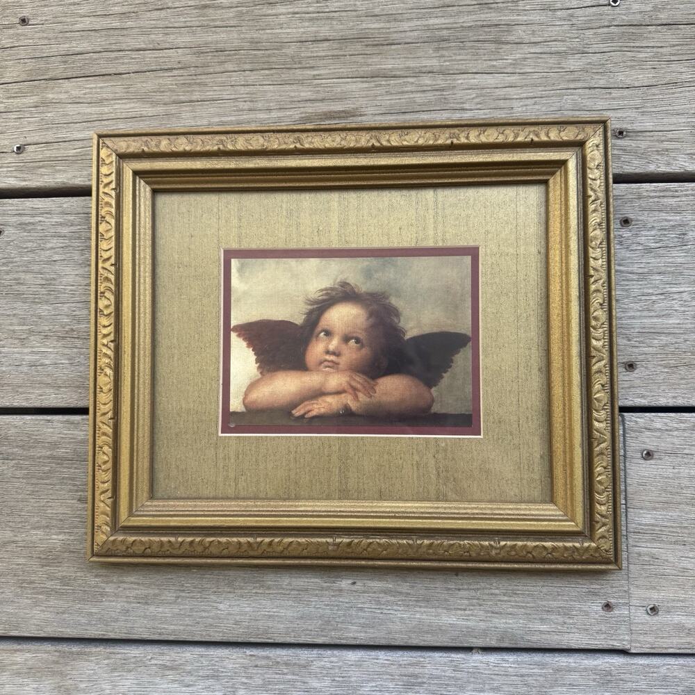 Y2K 90s Framed Art Print Angel Cherub Sistine Chapel Madonna Painting